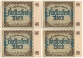 Német Birodalom 1922. 5000M (4x) sorszámkövetők "W * 737634 UB - W * 757638 UB" T:XF
Germ...