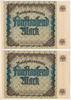 Német Birodalom 1922. 5000M (2x) sorszámkövetők "T * 786377 UB - T * 786378 UB" T:XF
Germ...