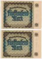 Német Birodalom 1922. 5000M (2x) sorszámkövetők "Q 236687 RH - Q 236688 RH" T:XF,VF
Germa...