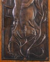 BB jelzésel: Szerelmesek Réz falplasztika, fa alapon, jelzett, , 14x35 cm