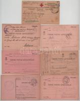 7 db RÉGI első világháborús osztrák-magyar tábori postai levelezőlap, közte 1 szerb hadifogságból küldött lap + 1 db távirat / 7 pre-1945 WWI K.u.K. military field postcards (Feldpostkarte), including 1 POW (prisoner of war) letter sent from Serbia + 1 telegram
