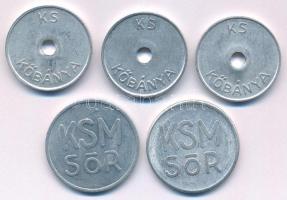 1970-1980 k. 5db Al zseton, sörbárca, benne: Kőbányai Sörgyár, KSM Sör T:XF,VF