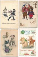 10 db RÉGI motívum képeslap vegyes minőségben: karácsonyi üdvözlőlapok / 10 pre-1945 motive postcards in mixed quality: Christmas greeting cards