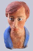 Jelzés nélkül: Fiatal férfi büszt, Festett terrakotta, 38 cm