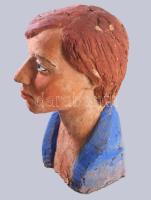 Jelzés nélkül: Fiatal férfi büszt, Festett terrakotta, 38 cm