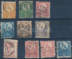 1871 Réznyomat sor + Hírlapbélyeg (10kr foghibák / perf. faults)