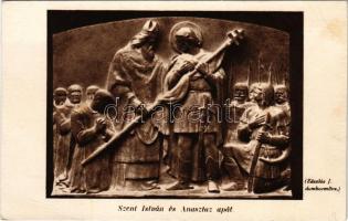 Pannonhalma, Szent István és Anasztáz apát. Zászlós I. domborműve (EB)