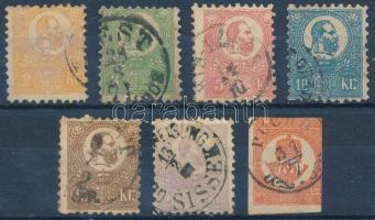 1871 Kőnyomat sor + Hírlapbélyeg (10kr, 15kr papírelvékonyodás / thin paper)