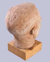 Jelzés nélkül: Férfi fej Terrakotta, fa alapon, 26 cm