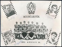 1975 Káposzta Benő, Szentmihályi Antal, Göröcs János, Bánkúti István aláírása búcsújáték fotón