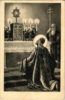 Szent István király. Szent Év 1938 / Saint Stephen, King of Hungary + "XXXIV. Nemzetközi Eucharisztikus Kongresszus Budapest 1938" So. Stpl. (fa)