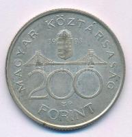 1993. 200Ft Ag "MNB" T:XF,VF patina Adamo F13