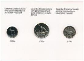 Egyesült Arab Emirátusok 1989-1990. 5f + 10f + 25f forgalmi összeállítás karton dísztokban, tájékozt...