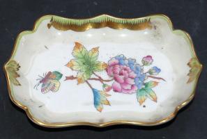 Kézzel festett Viktória-mintás Herendi porcelán tálka / Hand-painted Herend chinaware ashtray 12x8 cm