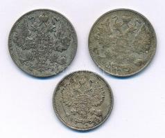 Orosz Birodalom 1914. 10k Ag + 1914. 15k Ag + 1915. 15k Ag T:XF,VF patina
Russian Empire 1914. 10 K...