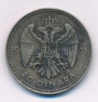 Jugoszlávia 1931. 20D Ag "I. Sándor" T:XF,VF patina Yugoslavia 1931. 20 Dinara Ag "Alexander I" C:XF,VF patina Krause KM#11