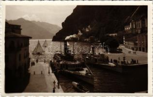 Lago di Garda, Riva; Il porto / port, steamship, sailing boat. photo Farina
