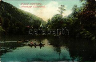 1910 Pozsony, Pressburg, Bratislava; Vaskutacska, csónakázók / Eisenbrünnel (Eisenbründl) / Zelezná Studienka / spa, lake with rowing boats (EB)