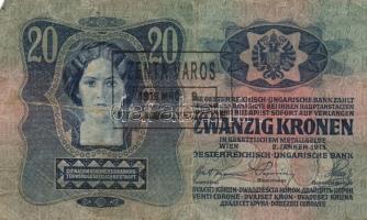 1913 20K "Bacsalmás" + 1917 20K "Bodrog" + 1917. 20K "Zenta Város" fel...
