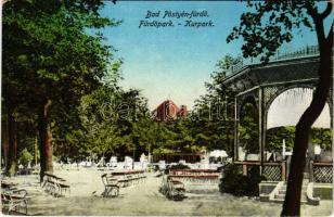 Pöstyén, Piestany; fürdő park. Donáth Lipót kiadása / Kurpark / spa park (kopott sarkak / worn corners)