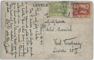 1919 Pöstyén, Piestany; Gyógyház és zenepavilon zenekarral. Gipsz H. kiadása / Kurhaus und Musikpavi...