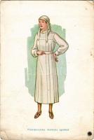 Vöröskeresztes önkéntes ápolónő. A Magyar Vöröskereszt Ápolónői Szakosztályának kiadása / Red cross volunteer nurse (szakadás / tear)