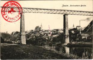 Znojmo, Znaim; Nordwestbahn-Brücke / railway bridge. Rudolf Loos