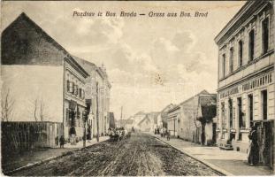 1918 Brod, Bosanski Brod, street view, carriage, shops, Vukojovanovic. Jacob A. (Rb)