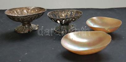 Század szecessziós ezüstözött cukortartó kagyló betéttel 2 db / cca 1900 2 silver-plated sugar-holder with oyster inlay