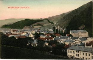 Trencsénteplic, Trencianske Teplice; látkép, Teplitz szálloda. Hermann Seibt kiadása / general view, hotel