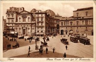 Napoli, Naples; Piazza Trento Trieste. V. Carcavallo / general view, trams, automobiles (EK)