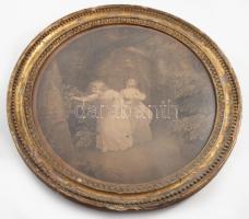 Biedermeier metszet régi keretben. XIX. sz. d: 37 cm