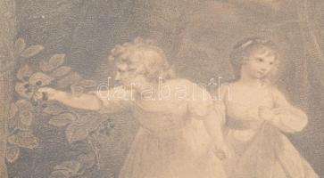 Biedermeier metszet régi keretben. XIX. sz. d: 37 cm