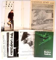 1967-2005 Vegyes művészeti katalógus tétel, 11 db. Közte Gadányi József, Rácmolnár, Sugár Gyula, Viktor Lois, Szenes Zsuzsa, Kis magyar performance történet, Megyeri Barna, Béna Géza, Szőllősi Endre, Csók István, Varsányi Pál. + Simon Zsuzsanna: Halász András. Bp., 1997, Műcsarnok. Kiadói papírkötés.