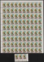 1961 Madarak 60f érték 90-es ívdarabban, benne "a madár lábánál a szürke szín hiányzik" té...