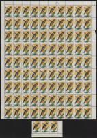 1961 Madarak 60f érték 90-es ívdarabban, benne "a madár lábánál a szürke szín hiányzik" té...