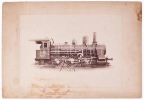 Ca 1900 MÁV 3142 mozdony, lokomotív nagyméretű fotója kartonon / Hungarian Railways Locomotive, large original photo 33x25 cm