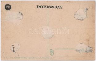 Pöstyén, Piestany; Főfasor. Vasúti levelezőlapárusítás 57. sz. 1917. / park (ragasztónyom / glue mar...