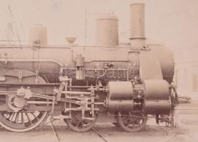 Ca 1900 MÁV 409 mozdony, lokomotív nagyméretű fotója kartonon / Hungarian Railways Locomotive, large...