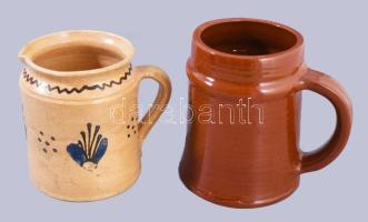 7 db Korondi bögre. Mázas kerámia, kézzel festett, egyiken másikon minimális pattogázásokkal, között...