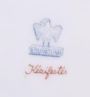 Aquincum mokkás csésze készlet 6+6 db alj, 5+5 db csésze. Kézzel festett, jelzett, hibátlan