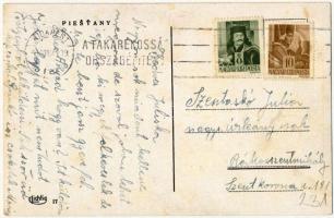 Pöstyén, Piestany; Vág részlet, víztorony, fürdő / Váh riverside, water tower, spa (fl)