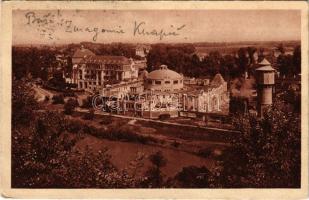 1928 Pöstyén, Piestany; látkép a Rádium-hegyről, víztorony, fürdő / Pohlad z Radiumového vrchu / water tower, spa (EK)