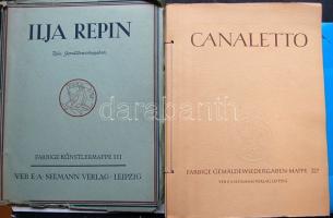 cca 1930 Canaletto és Ilja Repin mappa reprodukciókkal jó állapotban / Canaletto and Ilja Repin albu...