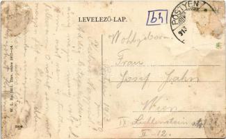 1913 Pöstyén, Piestany; Hotel Thermia Palace szálloda. W.L. Bp. 1411. / spa hotel (ragasztónyom / gl...