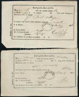 1864 Sopron 2 db feladóvevény