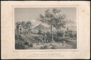 cca 1840 Ludwig Rohbock (1820-1883) A bodajki kastély és búcsús hely, acélmetszet, foltos, 14×19 cm