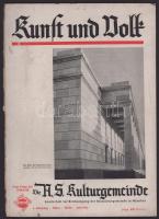 1936 Kunst und Volk. 4. Jahrgang. Heft 6. Juni 1936. Sonderdheft zur Reichstagung der NS-Kulturgemeinde in München. Berlin, Elsnerdruck, 4+167-235 p. Német nyelvű folyóirat, gazdag fekete-fehér képanyaggal illusztrált, sérült gerinccel.
