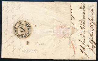 1852 Kézi 9kr ferdén képbe vágva távolsági levélen, luxus minőség, "PESTH" - "HERRMAN...