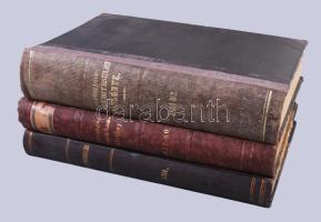 3 db pedagógia témájú kiadvány: Az Országos Középtanodai Tanáregylet Közlönye. XIII. évfolyam 1880. Felelős szerk: Névy László; 580 + 12 p. + XXV: évfolyam 1891-92. 854 p., + Népművelés szerk: Bárczy István, Wildner Ödön és Ozorai Frigyes. XIII. kötet. Bp. , 1911 350p. Aranyozott félbőr kötésekben, jó állapotban
